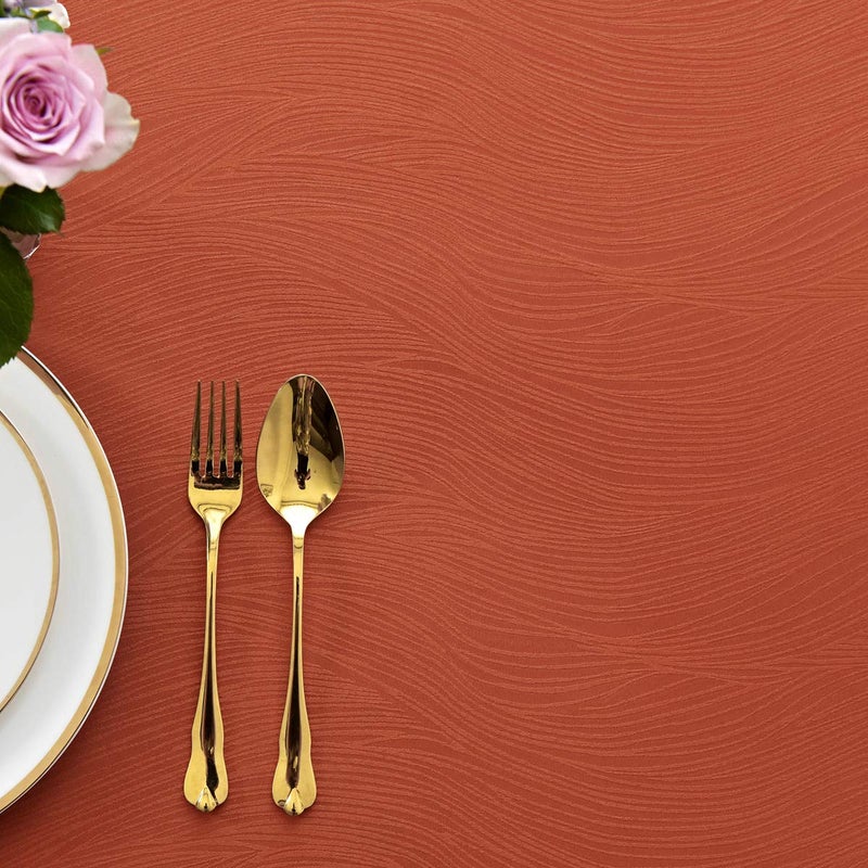 maxmill Jacquard Tablecloth Swirl Design Spillproof Wrinkle Free Heavy Weight Soft Table Cloth Halloween Decorative Fabric Table Cover for Fall Harvest Thanksgiving Dinner, Oblong 60 x 120 Inch Rust - Image 3